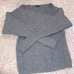 Off the Shoulder Waffle Print Sweater